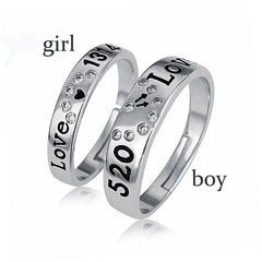 Men And Women's Creative Silver Diamond Rings - Love Rings - Couple Creative Love Rings