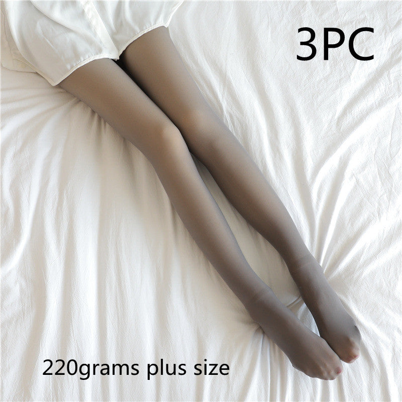 Fake Translucent Plus Size Leggings Fleece Lined Tights Fall And Winter Warm Fleece Pantyhose Women Fleece Lined Pantyhose Thermal Winter Tights - Fashionner