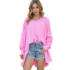 Solid Color Exposed European And American Loose Long-sleeved Sweater - Fashionner