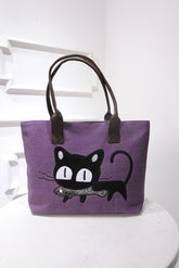 Cartoon cats eat fish handbags for ladies - Fashionner