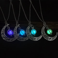 Fashion Moon Natural Glowing Stone Healing Necklace Women Gift Charm Luminous Pendant Necklace Jewelry - Fashionner