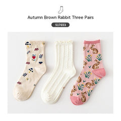 Cartoon Mid Tube Trendy Cotton Women's Socks - Fashionner