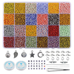 Household Glass Color Loose Beads 24 Colors Set