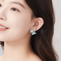 Ice Jade Stone S925 Silver Inlay Women's Fashion Rings Ear Studs