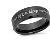 Titanium Steel Couple Ring Black Matte Facing Ring