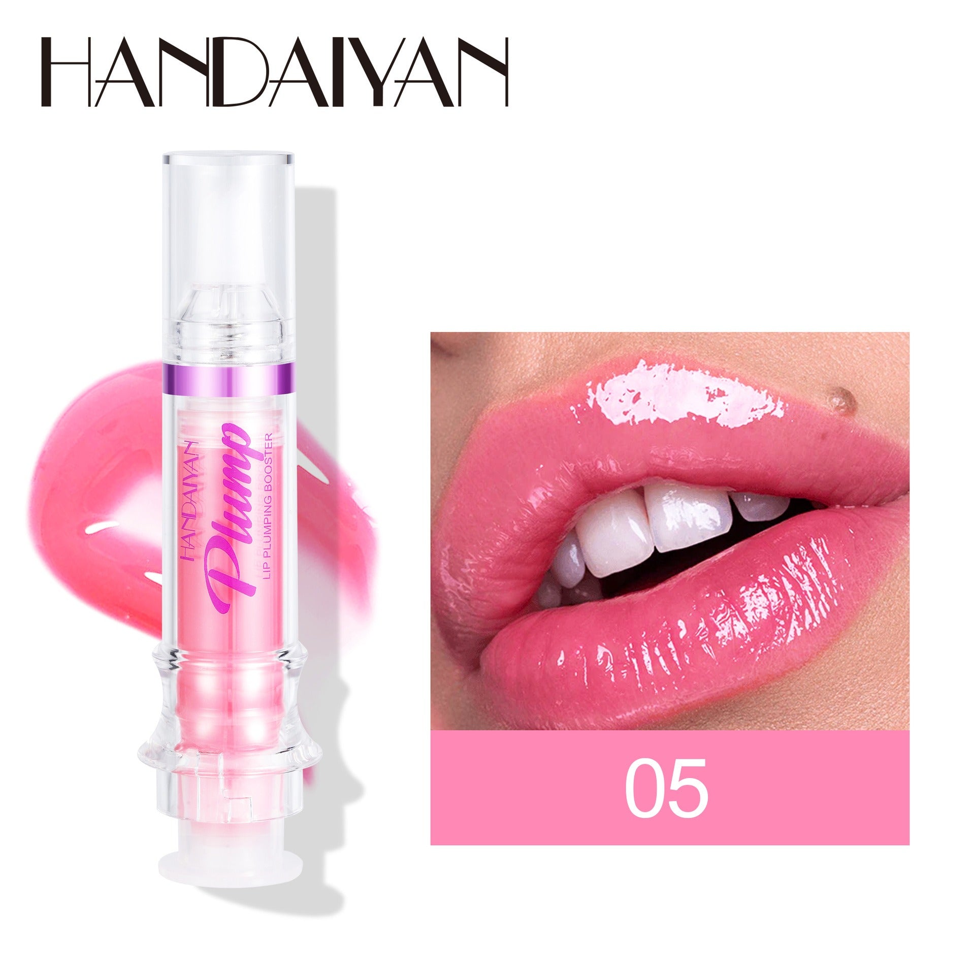 HANDAIYAN PLUMP & POUT Lip Plumping Booster Gloss, High Shine for Plumper Looking Lips,Extreme Shine Crystal Volume Lip Oil - Fashionner