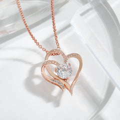 Zircon Double Love Necklace With Rhinestones Ins Personalized Heart-shaped Necklace Clavicle Chain Jewelry For Women Valentine's Day - Fashionner
