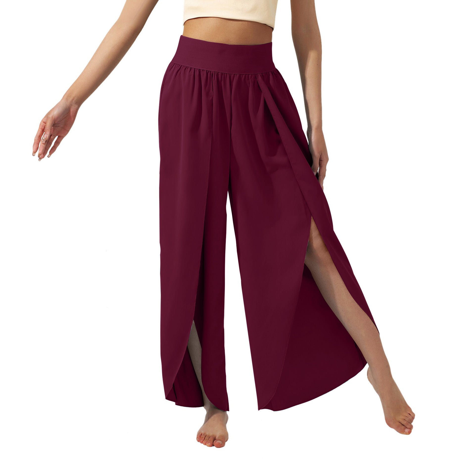 Women's Fashionable All-match Slimming High Waist Slit Yoga Pants - Fashionner