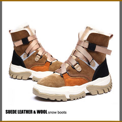 New High Top Multi Color Motorcycle Ankle Sneakers Suede Leather Casual Shoe Platform Wedge Comfortable Luxury Women Winter Boot - Fashionner