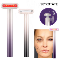 4 in 1 Facial Wand EMS Microcurrent Vibration Warm Red Light Face Lifting Machine Skin Tightening Device Neck Eye Massager Tools - Fashionner
