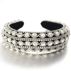 Heavy craftsmanship Baroque crystal headband with retro glass inlaid diamond hair accessories - Fashionner