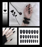 Nail Art Fake Nails Stiletto Tips Clear Press on Long False with Glue Coffin Stick Display Full Cover Artificial Designs Matte - Fashionner