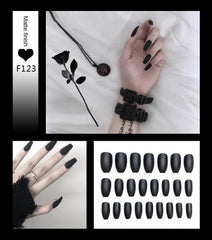 Nail Art Fake Nails Stiletto Tips Clear Press on Long False with Glue Coffin Stick Display Full Cover Artificial Designs Matte - Fashionner