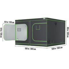 VEVOR 10x10 Grow Tent, 120'' X 120'' X 80'', High Reflective 600D Mylar Hydroponic Growing Tent With Observation Window, Tool Bag And Floor Tray For Indoor Plants Growing
