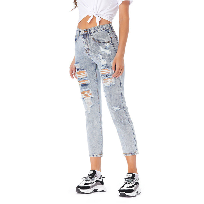 Jeans Women's Ripped Spring Casual Loose Jeans - Fashionner