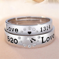 Men And Women's Creative Silver Diamond Rings - Love Rings - Couple Creative Love Rings