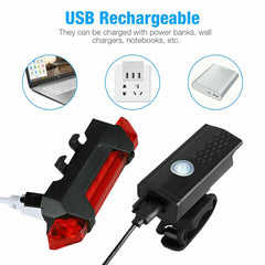 USB Rechargeable LED Bicycle Headlight Bike Head Light Cycling Rear Front Lamp Bike Light Rainproof USB Rechargeable LED bicycle Light - Fashionner
