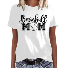 Mother's Day Baseball Women's Various Styles Loose-fitting Pullover Round-neck Short-sleeved T-shirt - Fashionner