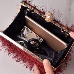 Tassel Handbags Women Dress Party Evening Bag Fashion Luxury Designer Square Bags Crossbody Shoulder Bag Ladies - Fashionner