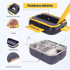 Kitchen ware 1.5L Cookware Sets Heater Portable Electric Lunch Boxes stainless steel Container with Insulation Bag for Car Truck - Fashionner