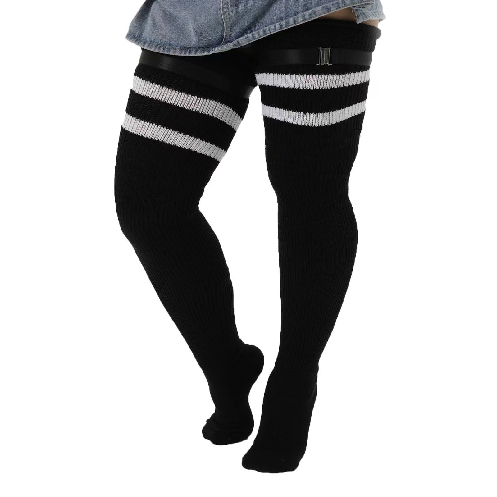 Knee Length Anti Slip Long Tube With Thick Wool Knitted Garter Buckle - Fashionner