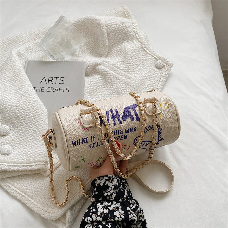 Small Handbags Women's Bag Cylinder Graffiti Shoulder - Fashionner