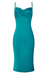 Sexy color imitation silk slim dress banquet dress with