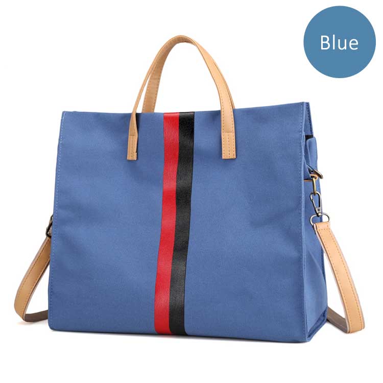 Canvas Ladies Work Bag Women Tote Hand Bag Shoulder Bag for Women Fashion Lady Shopping Canvas Stripe Tote Bags Female Handbags - Fashionner
