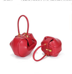Leather handbags Europe and the United States fashion retro French niche design portable dumplings wonton handbags - Fashionner