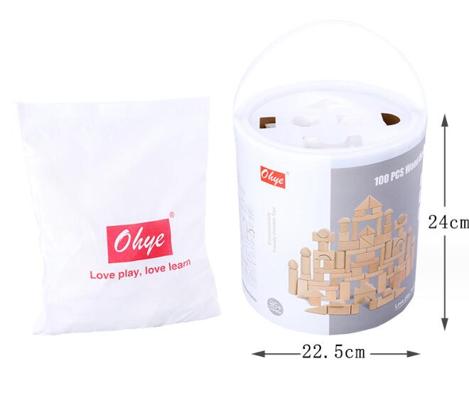 100 Blocks Made of Barrels of Beech Wood Lump Logs Baby Toys for Early Education for Children Building Block Children Puzzle Toy - Fashionner