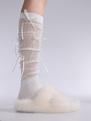 Korean Ballet Girl Butterfly Pile Socks - Fashionner