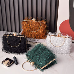 Tassel Handbags Women Dress Party Evening Bag Fashion Luxury Designer Square Bags Crossbody Shoulder Bag Ladies - Fashionner