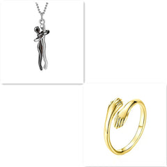 Love Hug Necklace Unisex Men Women Couple Jewelry Simple Temperament Clavicle Chain Valentines Day Lover Gift - Fashionner