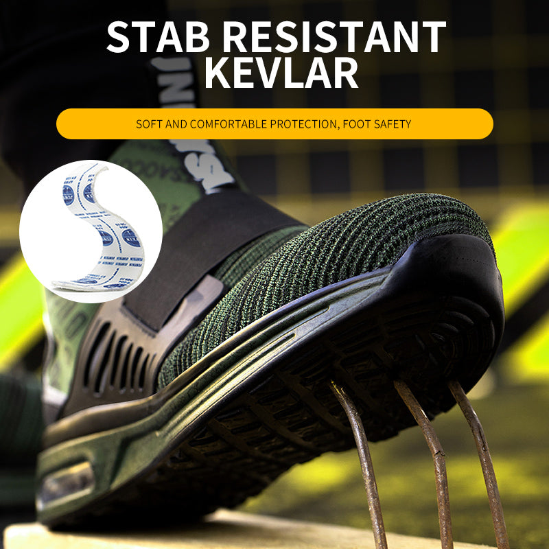 Men's Anti-Smashing And Anti-Piercing Safety Shoes Lightweight Flying Woven Breathable And Insulating Protective Work Shoes - Fashionner