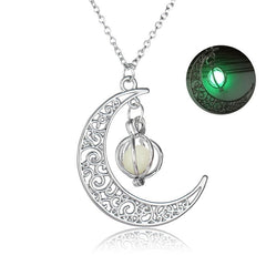 Fashion Moon Natural Glowing Stone Healing Necklace Women Gift Charm Luminous Pendant Necklace Jewelry - Fashionner