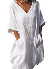 Oversized V-neck midi dress