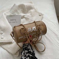 Small Handbags Women's Bag Cylinder Graffiti Shoulder - Fashionner