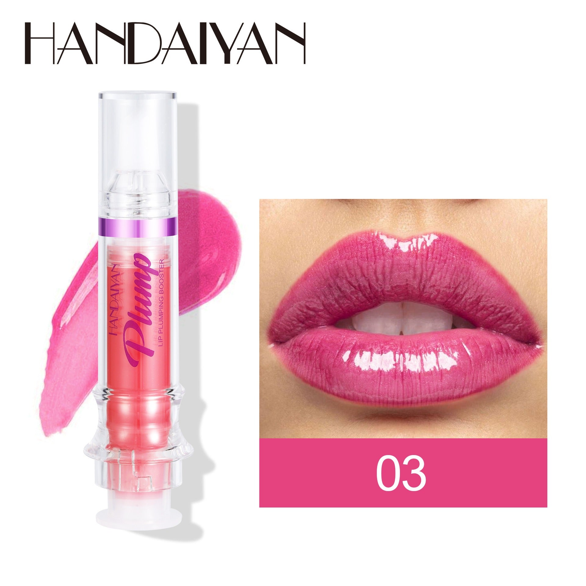 HANDAIYAN PLUMP & POUT Lip Plumping Booster Gloss, High Shine for Plumper Looking Lips,Extreme Shine Crystal Volume Lip Oil - Fashionner