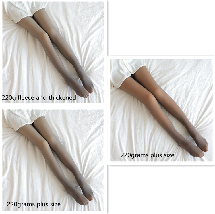 Fake Translucent Plus Size Leggings Fleece Lined Tights Fall And Winter Warm Fleece Pantyhose Women Fleece Lined Pantyhose Thermal Winter Tights - Fashionner