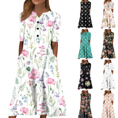 Women's Long Sleeve Long Printed Dress - Fashionner