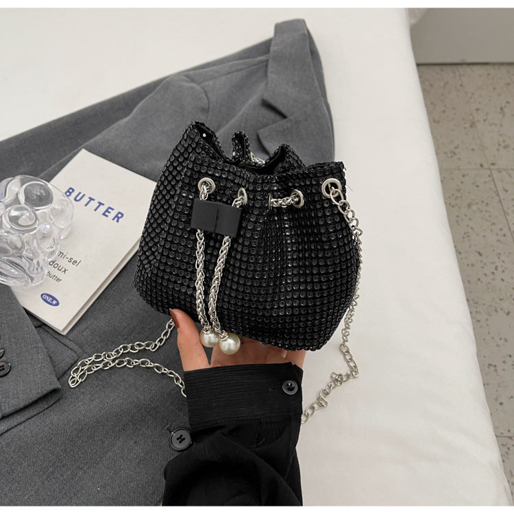 Women's Crossbody Rhinestone Bucket Bag - Fashionner