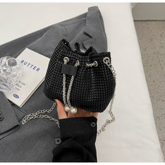 Women's Crossbody Rhinestone Bucket Bag - Fashionner