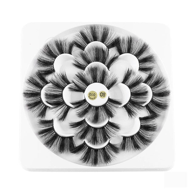 7 Pairs 3D Mink Hair False Eyelashes 25mm Lashes Thick Long Wispy Fluffy Handmade False Eyelashes - Fashionner