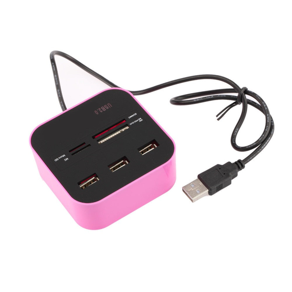 USB HUB Combo All In One USB 2.0 Micro SD High Speed Card Reader 3 Ports Adapter Connector For Tablet PC Computer Laptop - Fashionner
