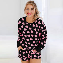 Heart Shape Printed Home Two-piece Women's Clothing - Fashionner