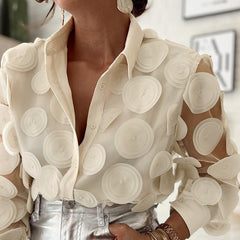 Women's Fashion Mesh Long-sleeved Shirt - Fashionner