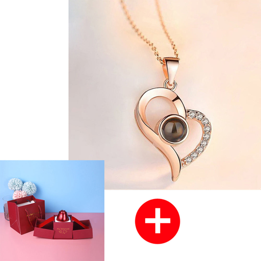 Hot Valentine's Day Gifts Metal Rose Jewelry Gift Box Necklace For Wedding Girlfriend Necklace Gifts - Fashionner