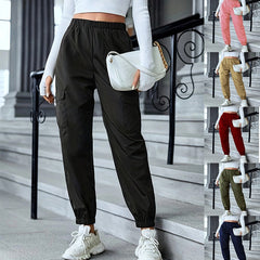 New Cargo Pants Fashion Casual Multi-pocket Elastic Waist Pencil Pants For Women - Fashionner