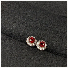 Natural Pigeons-blood Ruby Set 925 Silver Inlaid Rings Ear Studs Pendant Diamond Ring