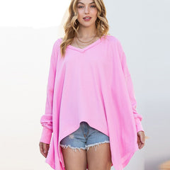Solid Color Exposed European And American Loose Long-sleeved Sweater - Fashionner